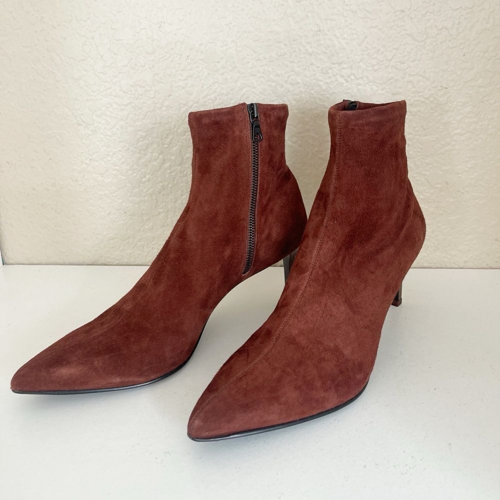 Rag & Bone Beha Stretch Boot Pointy Stiletto Ankle Boot Mahogany Suede 11/41 NIB - Picture 14 of 17